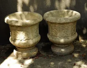 Pair of Rennaisance style cast stone garden planters