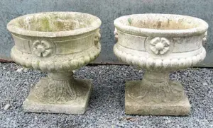 Garden & Architectural : A pair pedestal urns made of