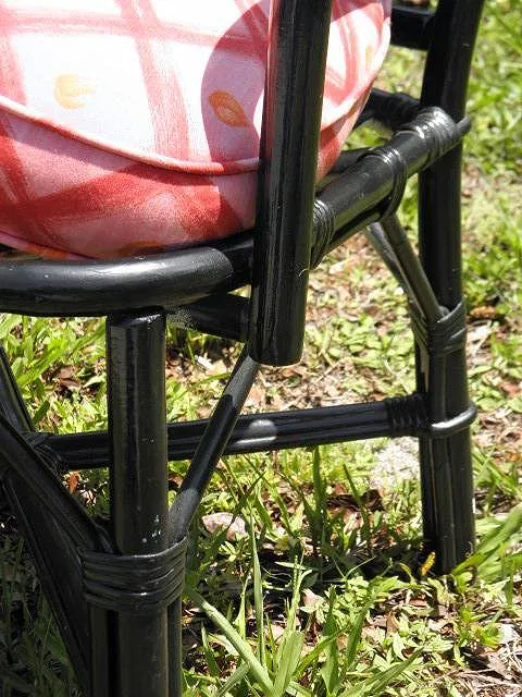 FOUR BLACK PAINTED RATTAN ARMCHAIRS - Image 5