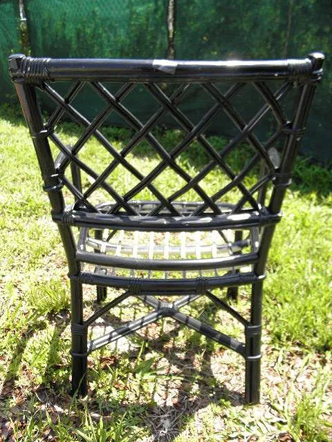 FOUR BLACK PAINTED RATTAN ARMCHAIRS - Image 3