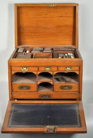Fine Oak and Brass Campaign Desk
