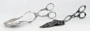 2 ORNATE ANTIQUE STERLING PIE SERVERS