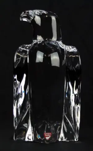 LARGE ORREFORS SWEDEN CRYSTAL EAGLE FIGURINE