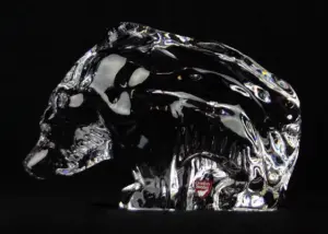 LARGE ORREFORS SWEDEN CRYSTAL GRIZZLY BEAR FIGURIN