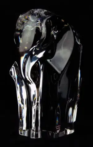 LARGE ORREFORS SWEDEN CRYSTAL ELEPHANT FIGURINE