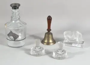 Lalique Frosted Art Glass Bull, Plus Three Items