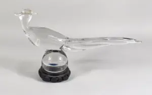 Clear Art Glass Pheasant Sculpture