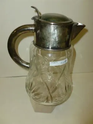 Large etched grapes and leaves pitcher