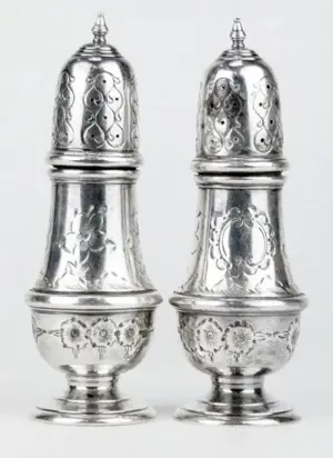 PAIR ORNATE STERLING SILVER SHAKERS