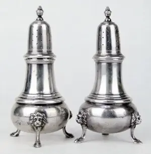 PAIR ANTIQUE STERLING SILVER SHAKERS