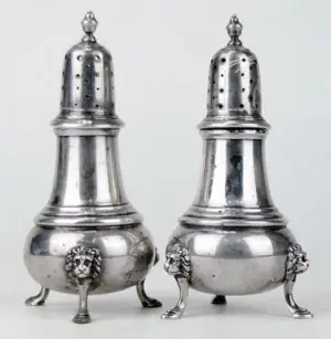 PAIR ANTIQUE STERLING SILVER SHAKERS