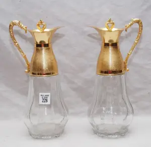 Pair of Gilt Metal & Glass Cruets.