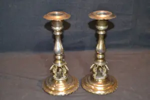 (Pr) PAIRPOINT SILVER PLATE GRIFFIN CANDELSTICKS