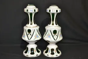 (Pr) BOHEMIAN CASED GLASS LAMP BASES