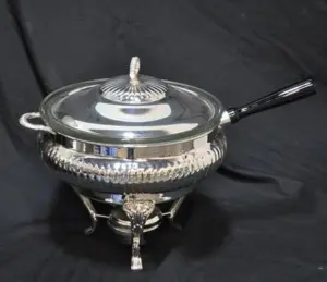 SILVERPLATED FONDUE POT WITH BURNER