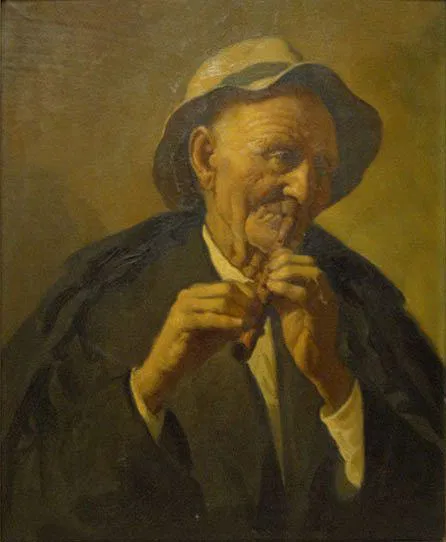 ANTIQUE OIL ON CANVAS ELDERLY GENTLEMAN UNSIGNED