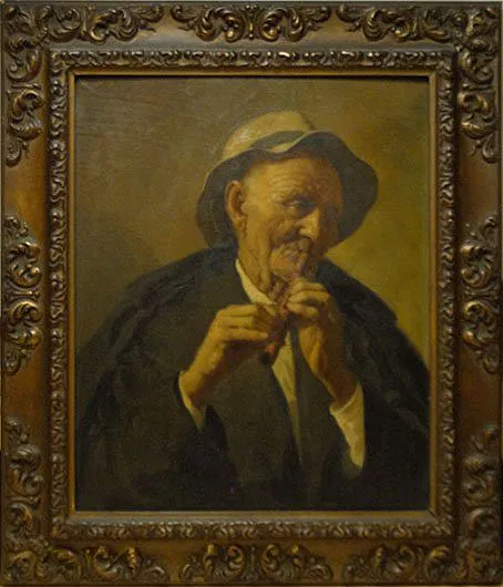 ANTIQUE OIL ON CANVAS ELDERLY GENTLEMAN UNSIGNED - Image 4