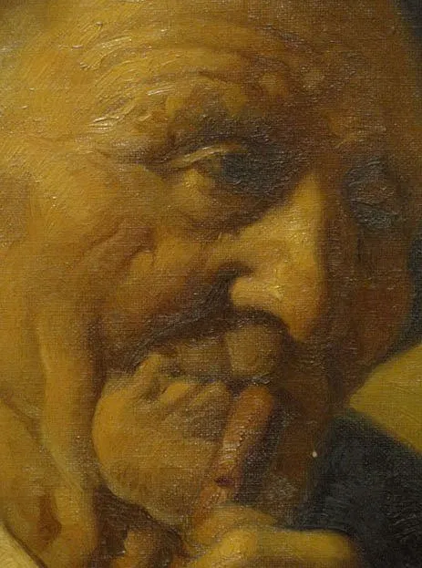 ANTIQUE OIL ON CANVAS ELDERLY GENTLEMAN UNSIGNED - Image 3