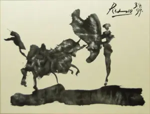 PABLO PICASSO LARGE SILK SCREEN OF THE BULL FIGHT