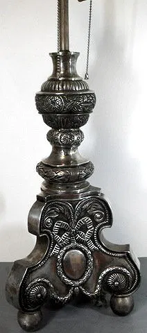 Colonial Spanish Revival Silver Lamp