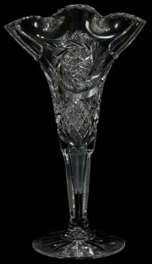 AMERICAN BRILLIANT CUT GLASS TRIPARTITE VASE