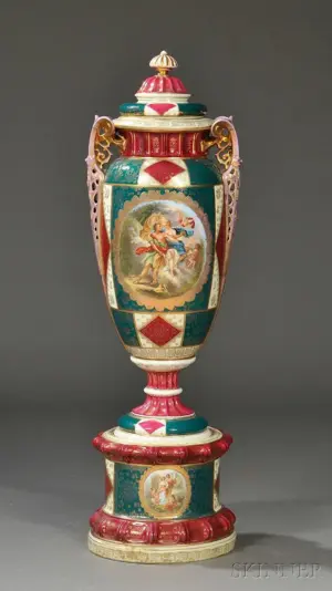 Vienna Porcelain Parcel-gilt Floor Vase and Cover,