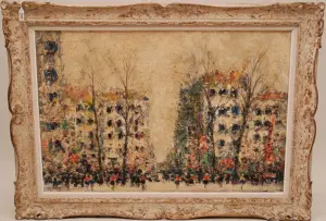 Joan Remy, oil on canvas, (French, 20th c. ) abstr