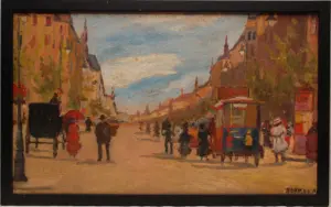 Antal Berkes (Hungarian, 1874-1938), Street Scene,