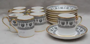 8 Staffordshire "Crown" demi tasse cups and saucer