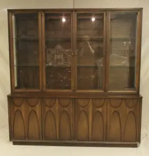 Mid Century Modern Two-piece Teak Display Cabinet