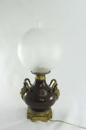 French Louis XIV Bronze Mounted Porcelain Oil Lamp