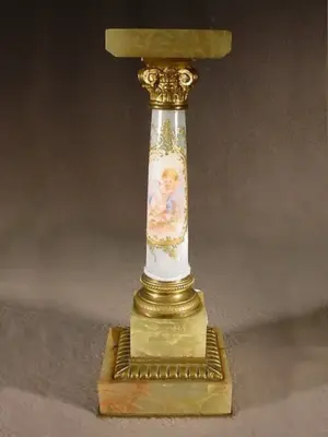 French Sevres bronze & onyx miniature pedestal