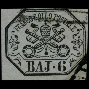 1852 Papal States 6b Stamp