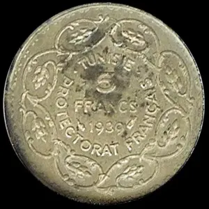1939 Tunisia Silver 5fr MS64