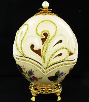 Fabrege Style Decorative Ostrich Egg Jewel Box