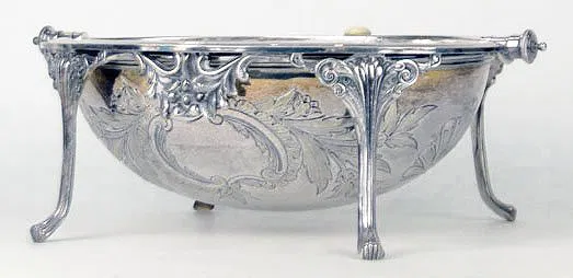 ANTIQUE ORNATE SILVER PLATE AND IVORY COVERED CASS - Image 7