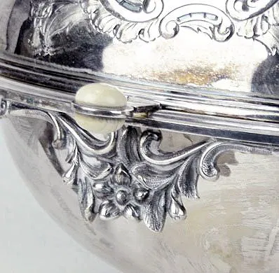 ANTIQUE ORNATE SILVER PLATE AND IVORY COVERED CASS - Image 5