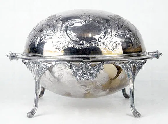 ANTIQUE ORNATE SILVER PLATE AND IVORY COVERED CASS - Image 2