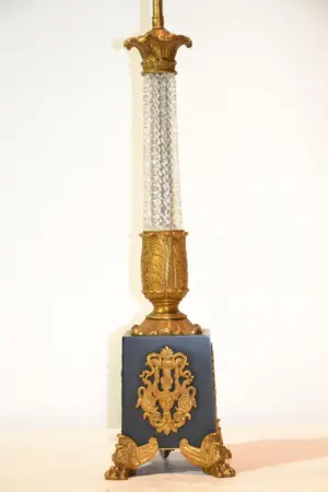 EMPIRE STYLE METAL & CRYSTAL LAMP - 22" TALL