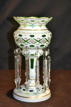 BOHEMIAN CASED GLASS LUSTRE - 12" TALL