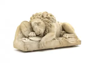 A Carved Marble Figure, Width 13 1/2 inches.