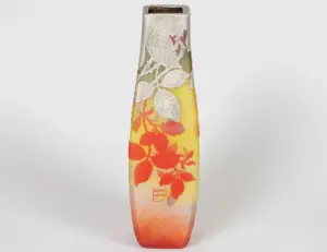 DAUM NANCY SILVER OVERLAY CAMEO GLASS VASE