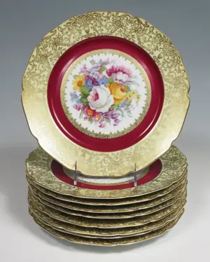 SET OF 9 CZECH CHINA SERVICE PLATES