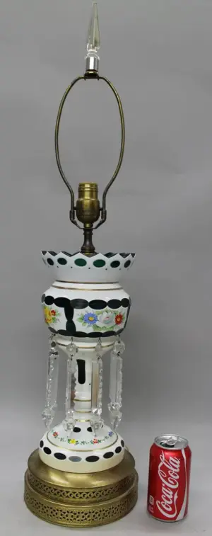 BOHEMIAN COLORED GLASS LUSTRE LAMP
