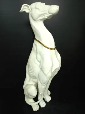 LG SCULPTURE OF A GREYHOUND DOG MARBLE FINISH
