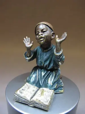 Vienna bronze Orientalist boy praying sculpture