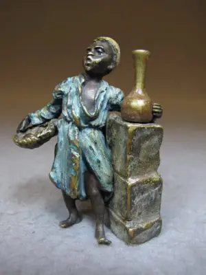 Vienna bronze Orientalist boy & vase sculpture