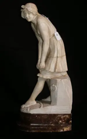 19th C Marble statue of girl