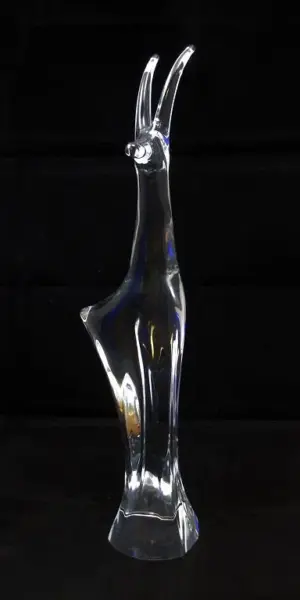 DAUM CLEAR GLASS ANTELOPE SCULPTURE SIGNED DAUM