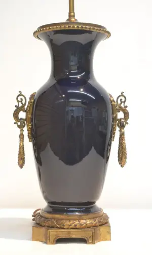 COBALT SEVRES LAMP WITH BRONZE MOUNTS &